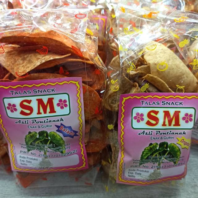 

SNACK TALAS MERK SM LEBAR DAN TIPIS OLEH OLEHKHAS PONTIANAK PALING TERKENAL TRSEDIA 2 PILIHAN RASA