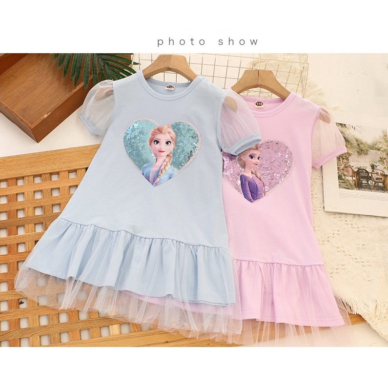 BAJU DRESS ANAK PEREMPUAN FROZEN DISN3Y ELSA ANNA DRESS KEMBANG TUTU DC