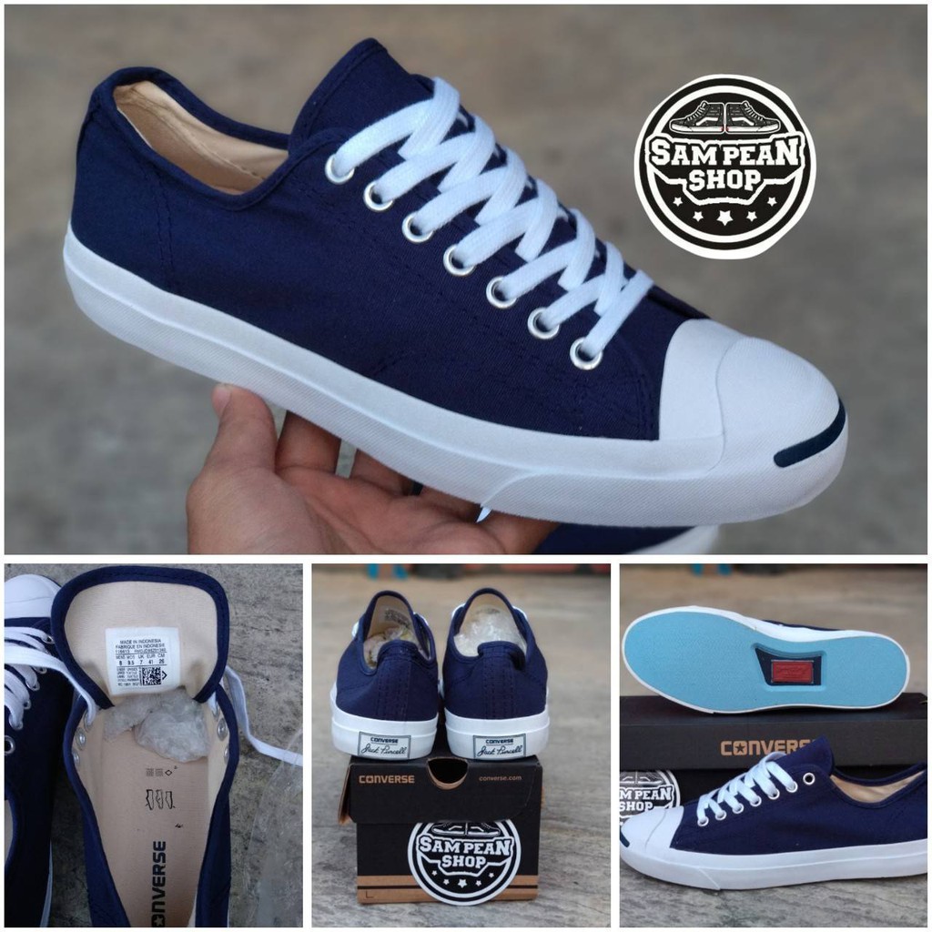Sepatu Converse All star Jack purcell Ox low Navy blue white original premium
