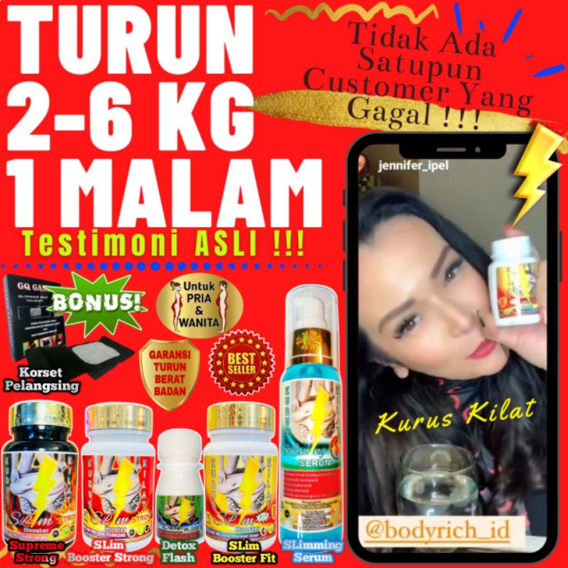 KURUS KILAT Pelangsing Badan Obat Diet Herbal Ampuh Penurun Berat Badan Pembakar Lemak Free Korset