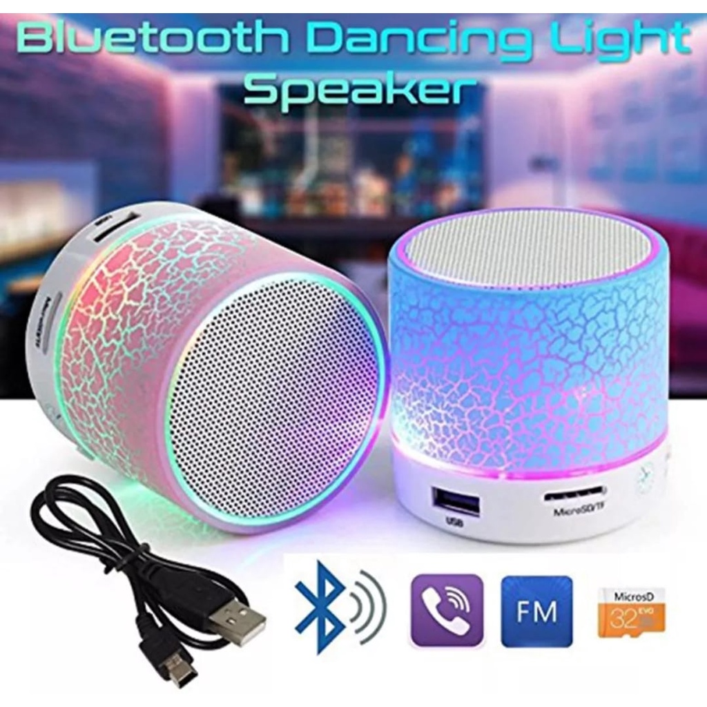 Speaker Mini Bluetooth Retak LED BT Audio Bulat Kecil Lampu Music MP3 Receiver / Speaker Bluetooth Murah Retak with LED mini