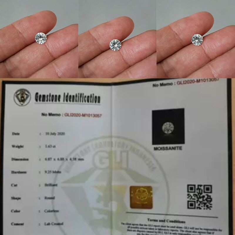 Colorless Stimulan Diamond Moissanite VVS1 With Memo GLI