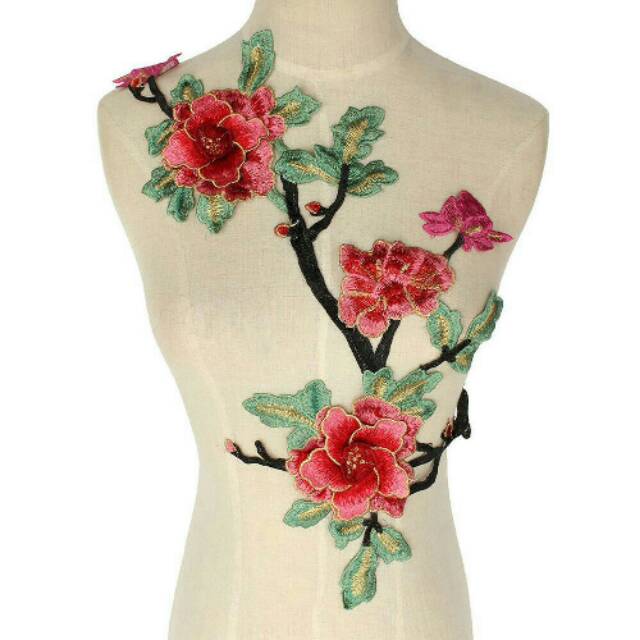 Patch flower / bunga bordir mawar / aplikasi baju / stiker bordir / patch bordir