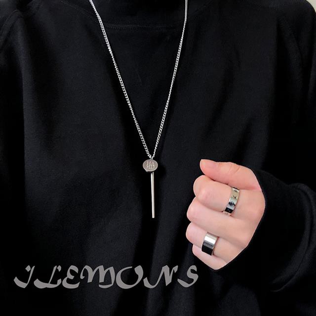 INS Dingin angin Punk Harajuku Set Titanium Warna Baja Melestarikan Kalung Pria dan Wanita Hip Hop P