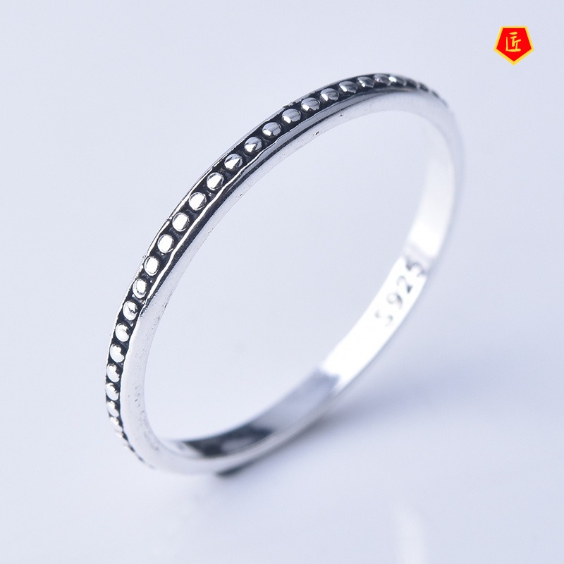 [Ready Stock]S925 Silver Eternal Simple Dots Black Ring