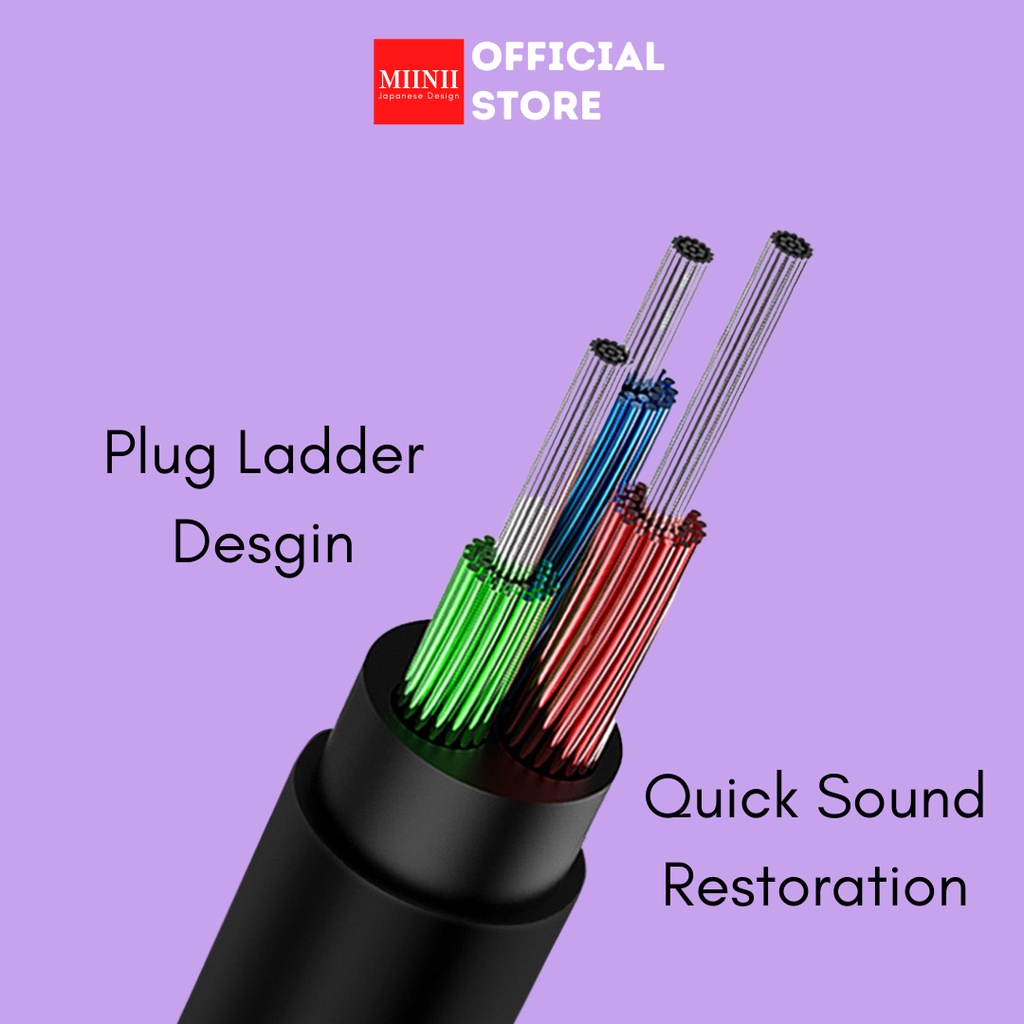 MIINII Murah～Kabel Aux/Audio Meta Spring L 1M 1×1 3.5MM XH-03