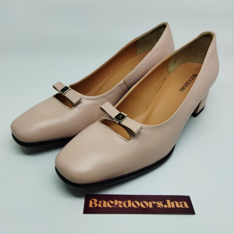 Buccheri S5201 Pink - sepatu kulit leather heels wanita woman shoe casual formal kantor pantofel