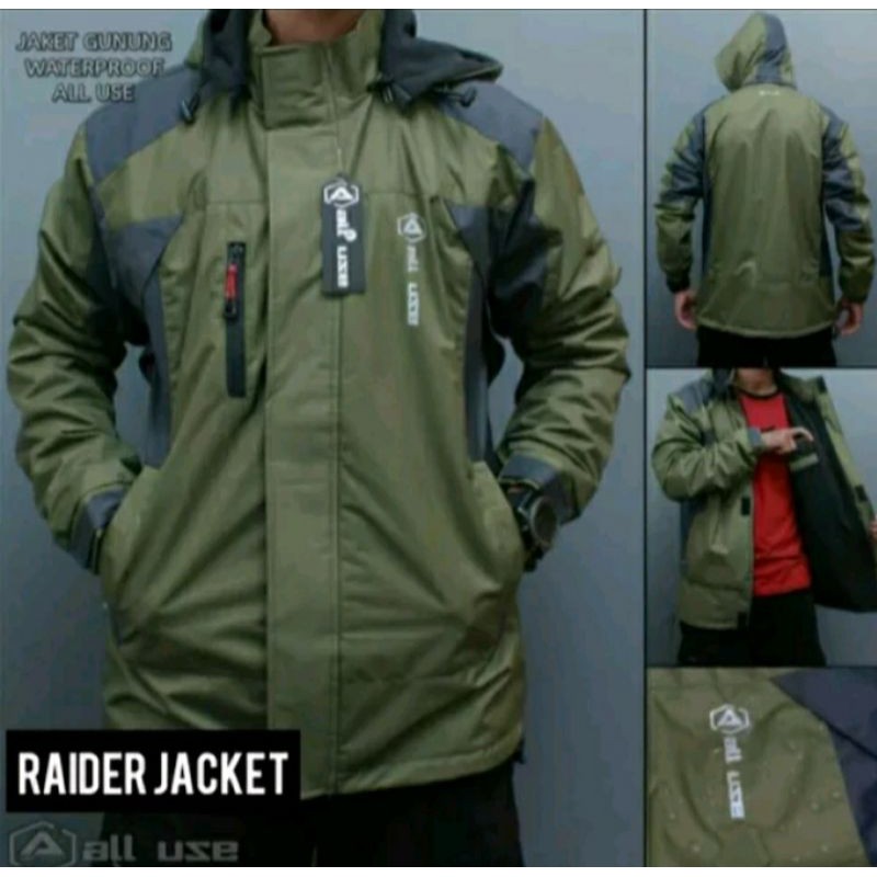 JAKET GUNUNG ORIGINAL ALL USE ANTI AIR WATERPROOF JAKET OUTDOOR PRIA ARMY MIX GREY
