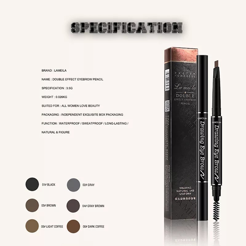 SHINE STAR - [ COD ] LAMEILA 7 Colors Double Heads Eyebrow Pencil Lasting Eyebrow Pen Waterproof