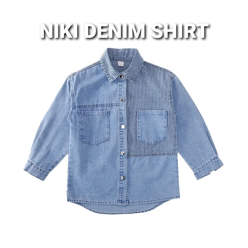 NIKI DENIM SHRIT KEMEJA JEANS ANAK REMAJA PEREMPUAN KOREA IMPOR BAJU ATASAN CASUAL