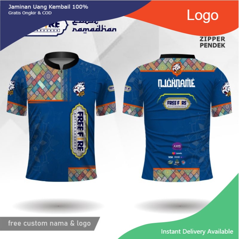 Baju Free Fire Koko Jersey FF Game online baju muslim