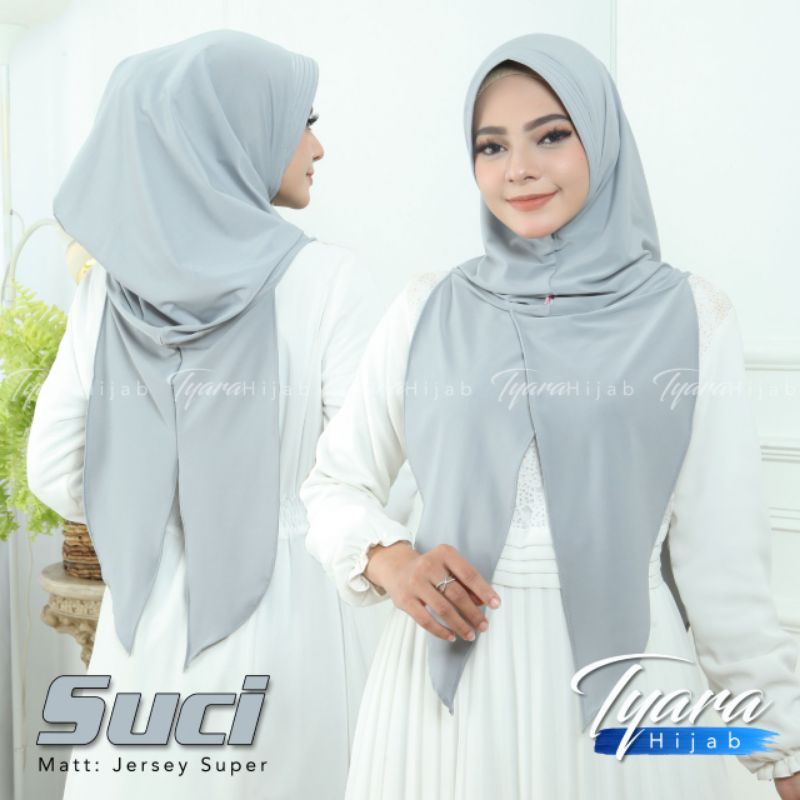 Jilbab Khimar Dayli Simple Hoodie Suci Ori Tyara-Lightgrey