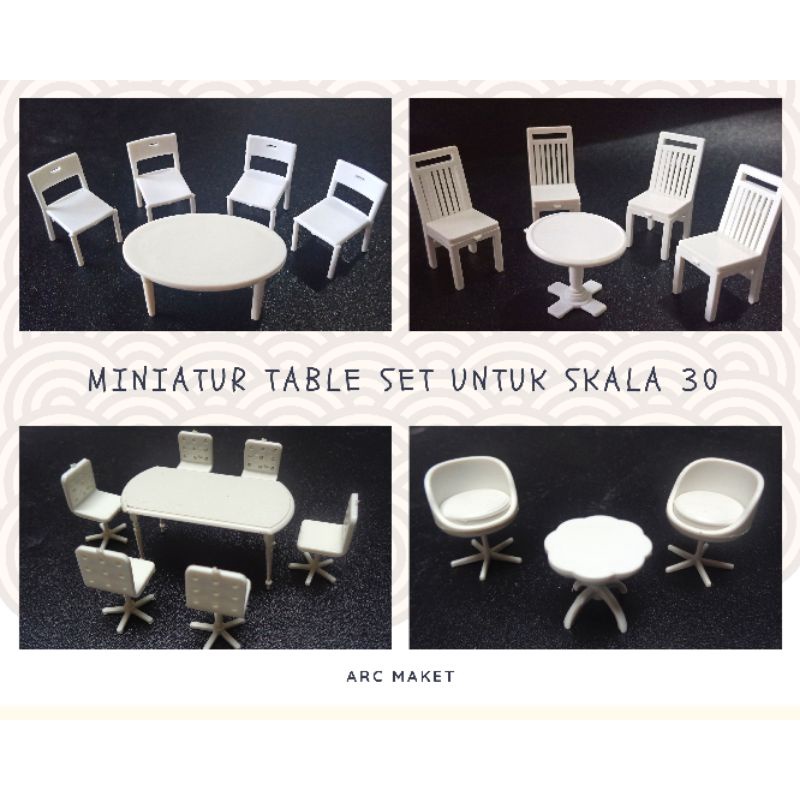 Jual Set Miniatur Meja Kursi Skala Untuk Maket Interior Dan