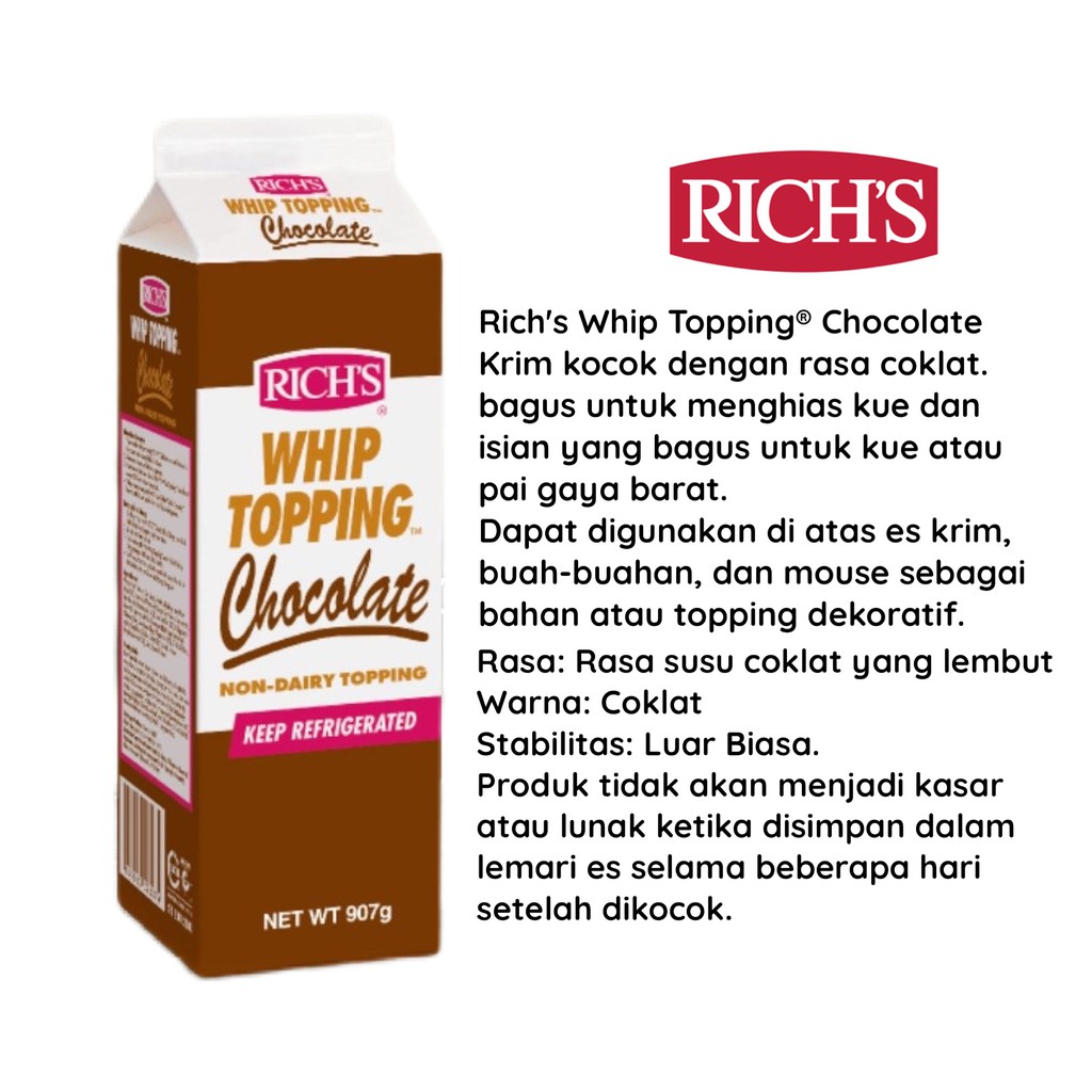 

Richs Whip topping chocolate 907 gram