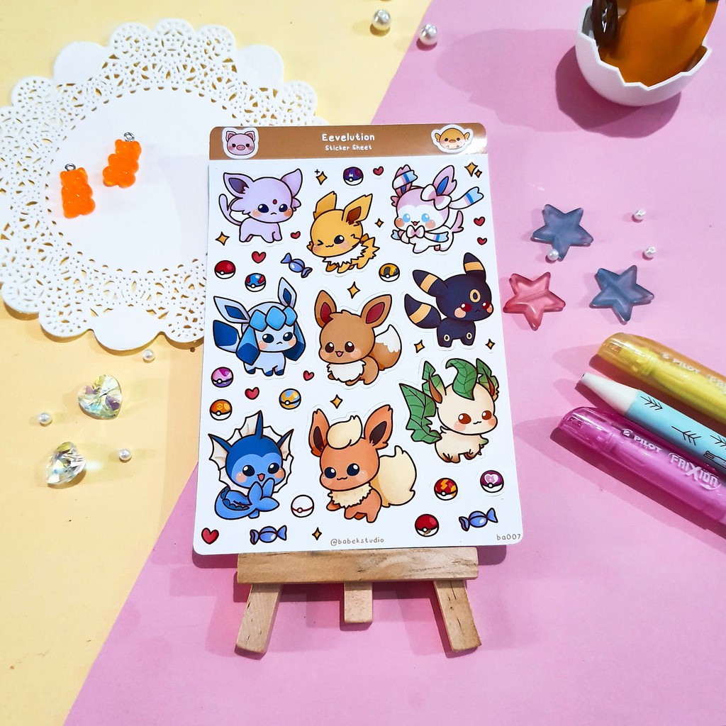 

Eeveelution Pokemon ♡ ba007 ♡ Babek Studio Planner Deco Sticker Sheet
