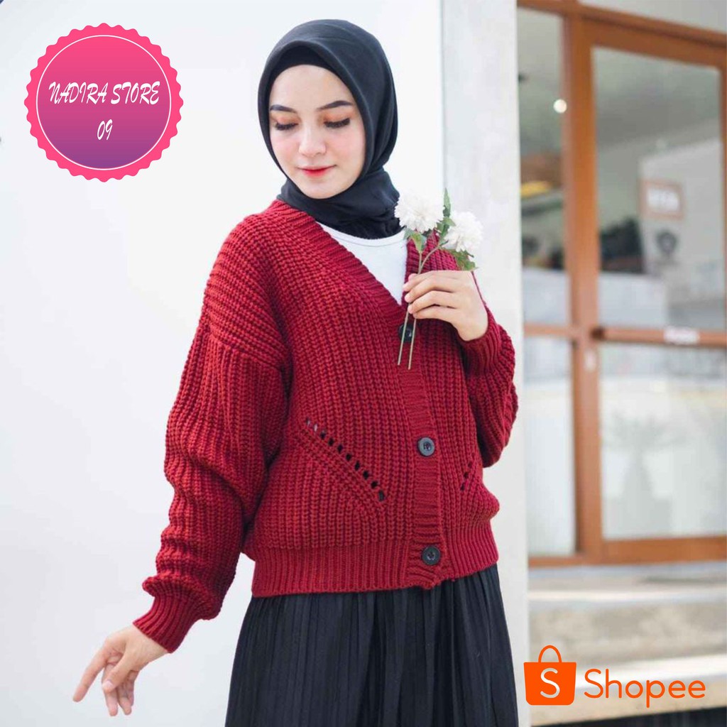 CARDIGAN RAJUT KANCING CORAK PREMIUM