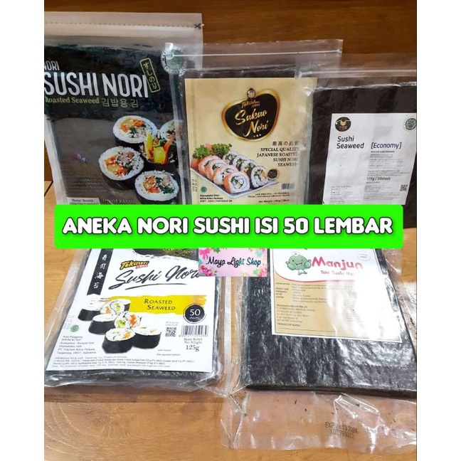 Paket nori sushi 50 dan bambu 1pc halal bahan sushi rumput laut makisu penggulung bento