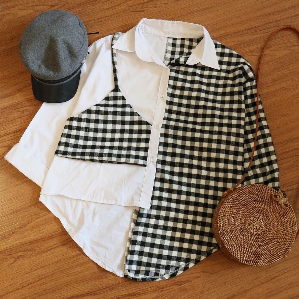 Monalisa Kemeja Wanita Casual Warna Putih Polos Lengan Panjang Ukuran Jumbo Oversize Bahan Rayon Mod