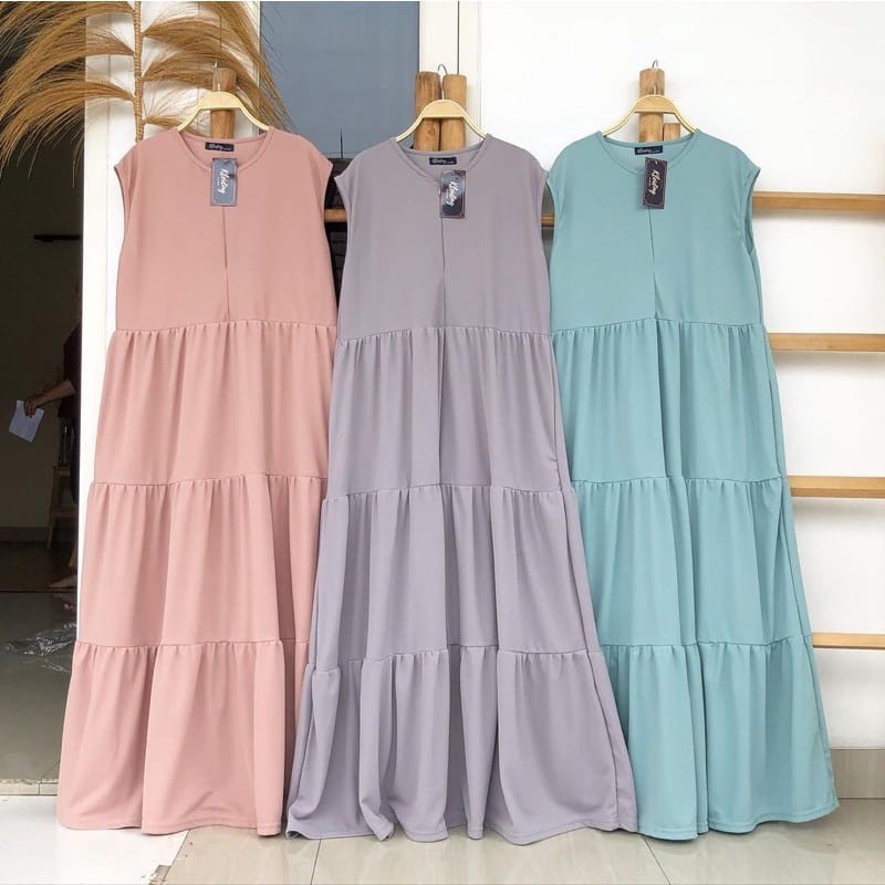 (READY STOK) INNER DRESS/LONG DRESS TANPA LENGAN/INNER WANITA BAHAN KATUN SHAKILLA/BUSUI FRIENDLY