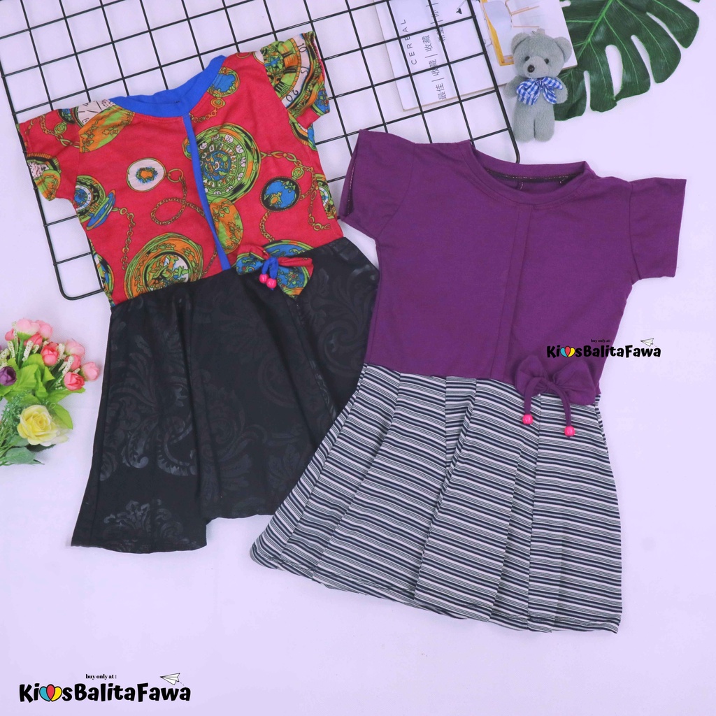 Dress Rossa LENGAN uk 4 Tahun / Dres Balita Anak Perempuan Cewek Baju Lengan Murah Casual