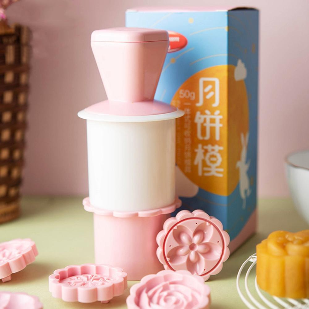 [Elegan] Cetakan Kue Bulan Moon Cake Hand Press Mid-Autumn Festival Moon Cake Alat Pastry Rumah Plastik