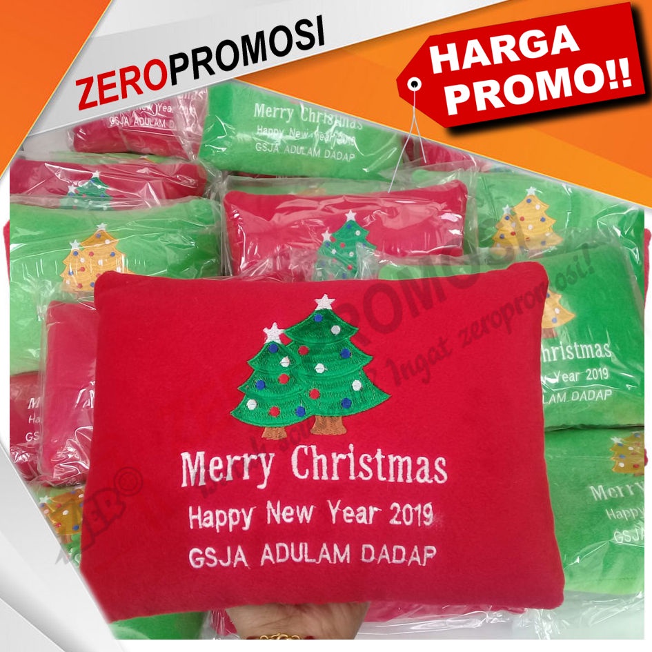 Bantal Kotak Velboa Untuk Souvenir Acara Natal Custom