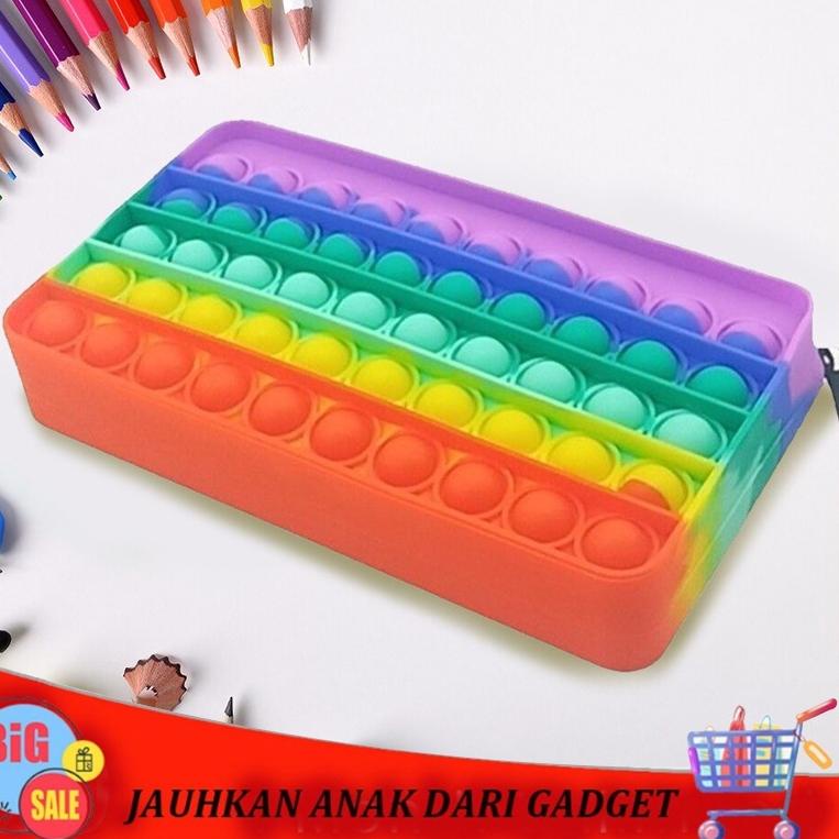 

Terbaru - Pop It Pencil Case Bag Pops Fidget Toy Push Bubble Pen Holder Silicone Decompression Game Large Capacity Stationery Case !
