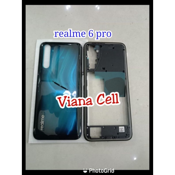 FRAME LCD BAZEL TUTUP MESIN BACKDOR REALME 6 PRO CASING HOUSING FULLSET ORI