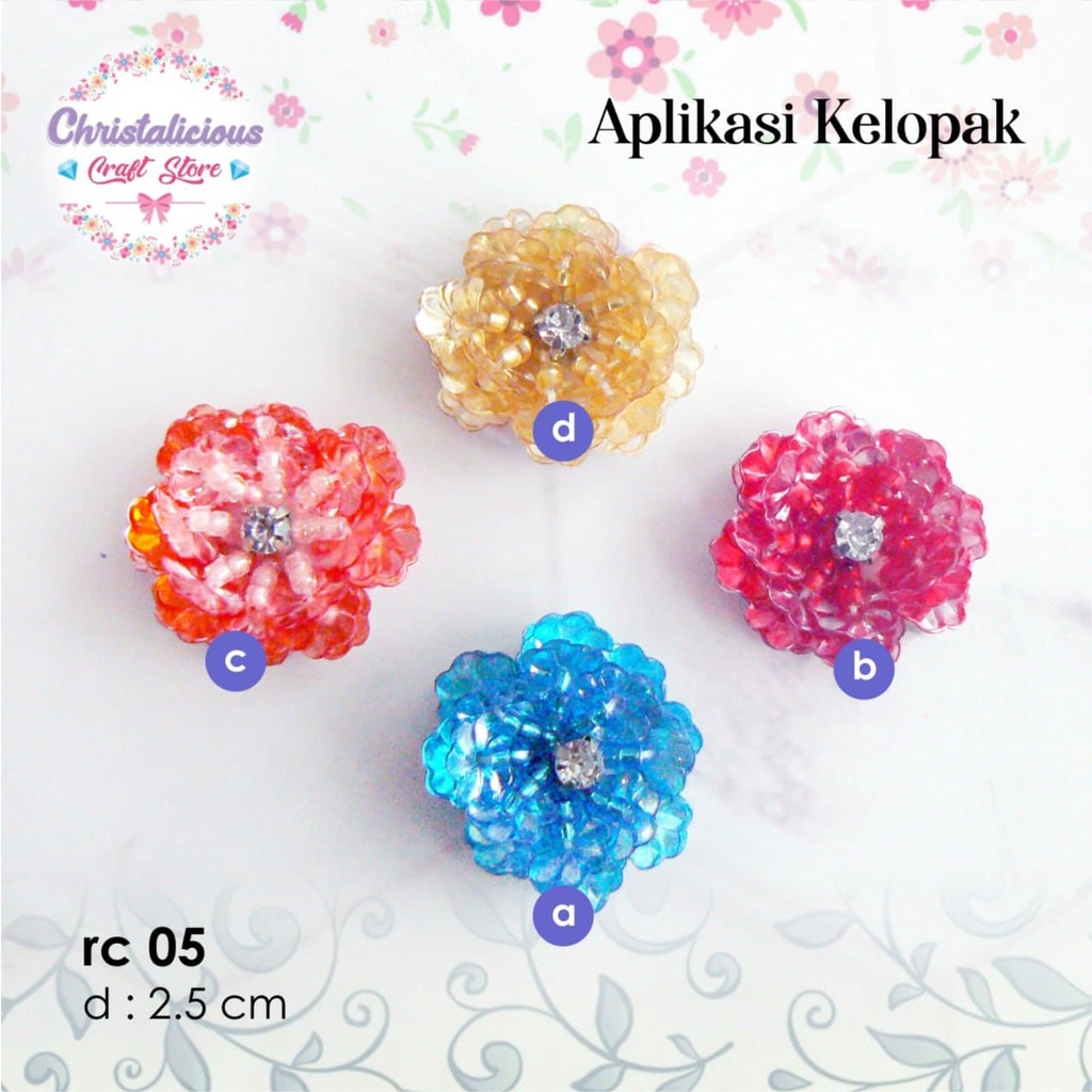 Bunga payet, rangkaian bunga payet Rc 05, bunga payet aplikasi baju, bunga payet hijab, bunga payet 