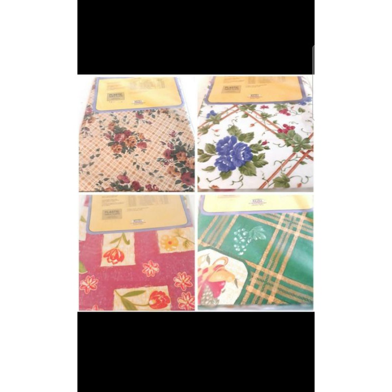 taplak meja makan  bulat kursi 6 plastik motif meiwa