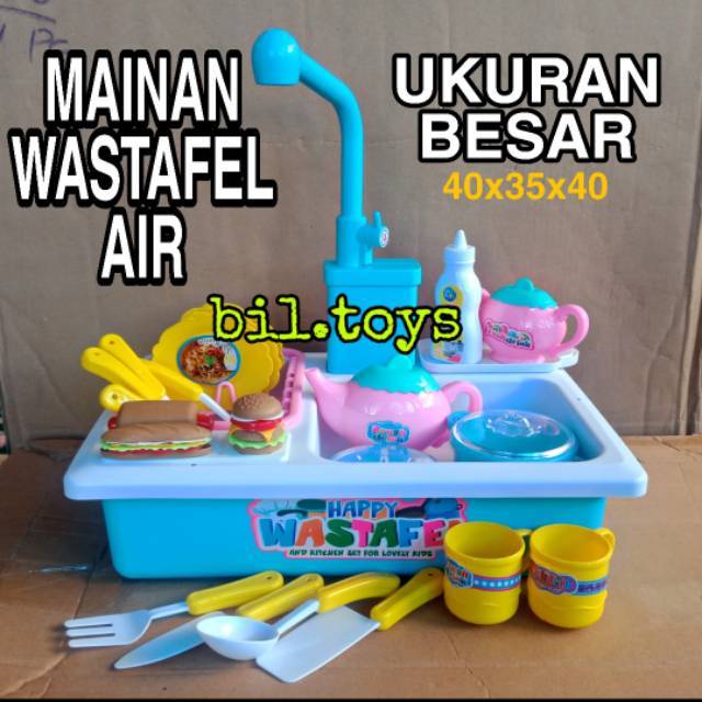 HAPPY WASTAFEL MAINAN ANAK MENGELUARKAN AIR DAN MAINAN PERLATAN MASAK ANAK