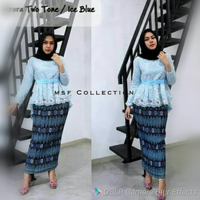 Set kebaya aurora two tone fashion kekinian bahan brukat