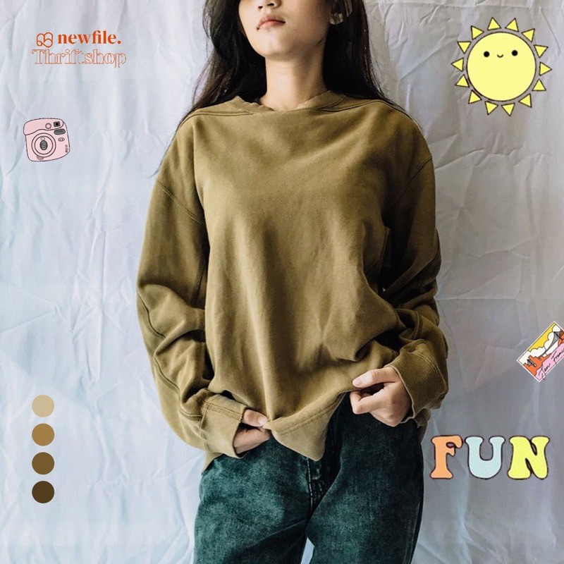 crewneck uniqlo and green army