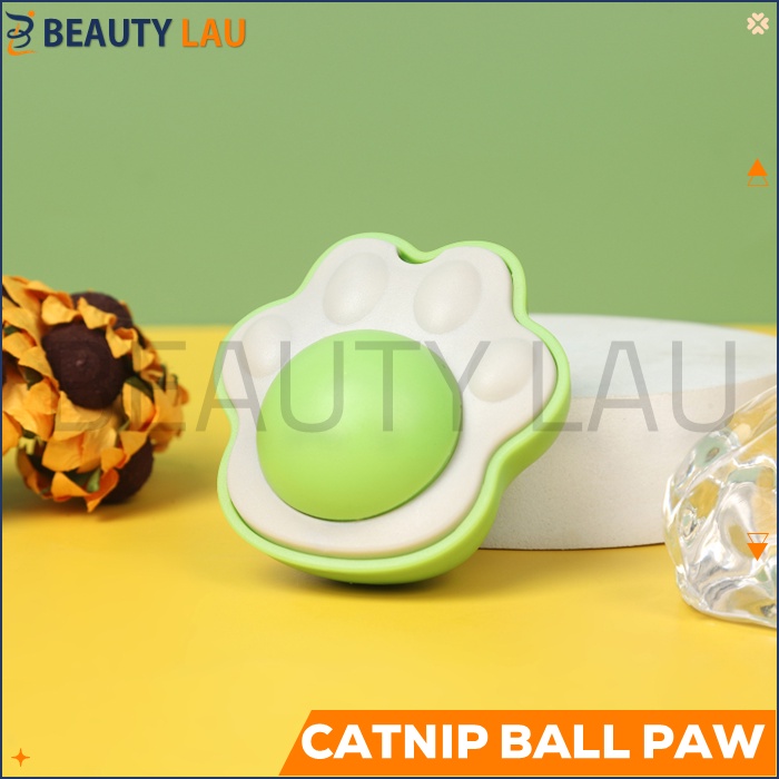 BOLA CATNIP KUCING BALL TEMPEL PUTAR PAW BENTUK KAKI CATMINT MAINAN KUCING ANTI STRESS DI RUMAH