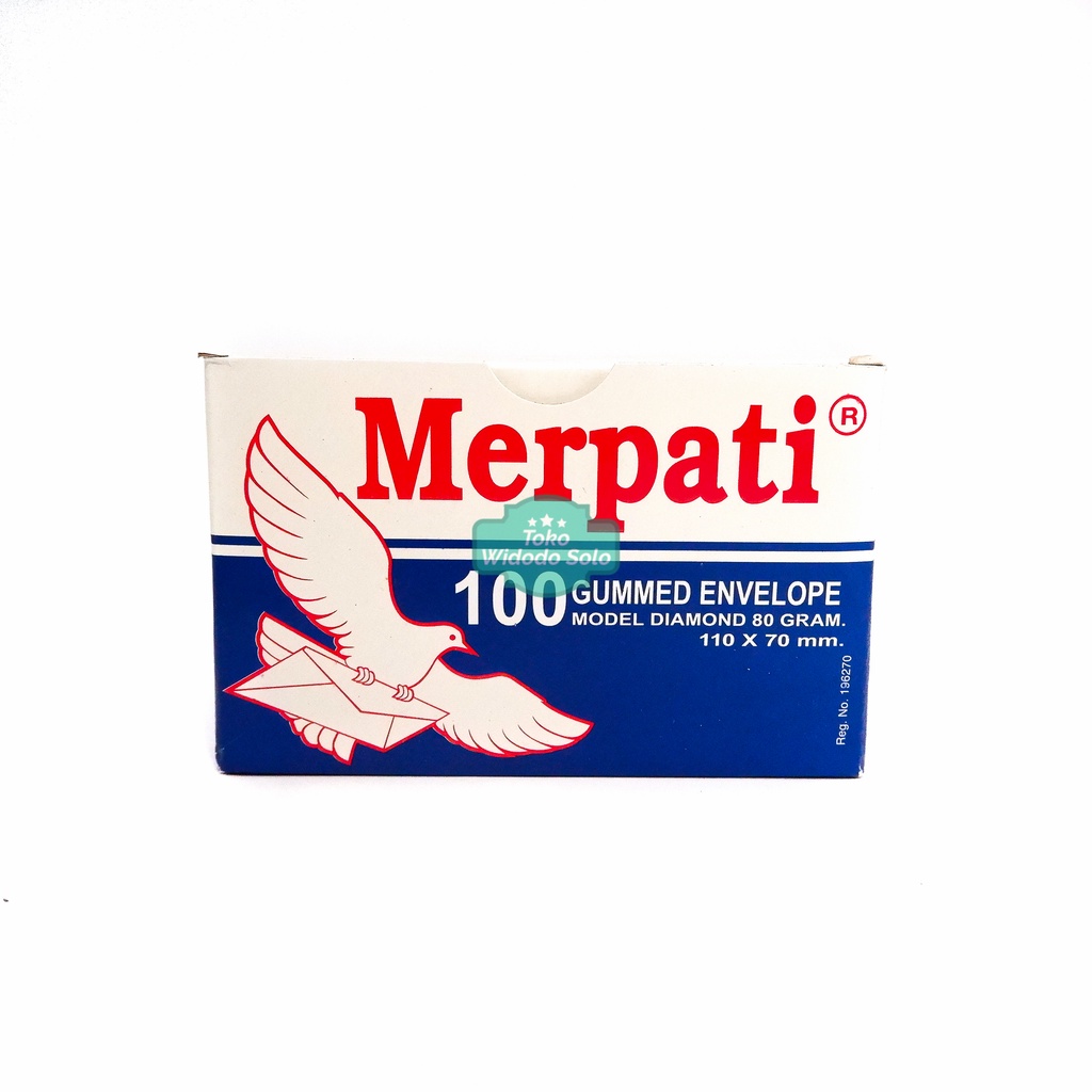 

Amplop Putih Polos Kecil Merpati Gummed Envelope Diamond Lem 11x7cm - 1 Box Isi 100 Lembar