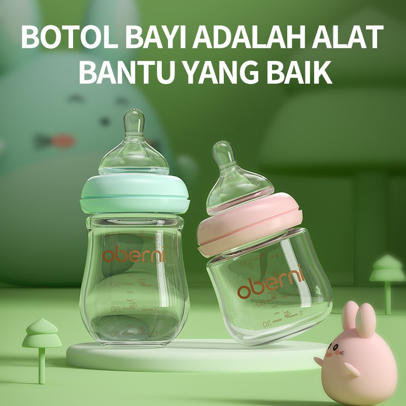 Oberni Botol bayi Botol Susu Keperawatan PPSU Bayi Baru Lahir Feeding Bottle Anti Jatuh dan Anti Tersedak 0-6 Bulan 150ml/180ml