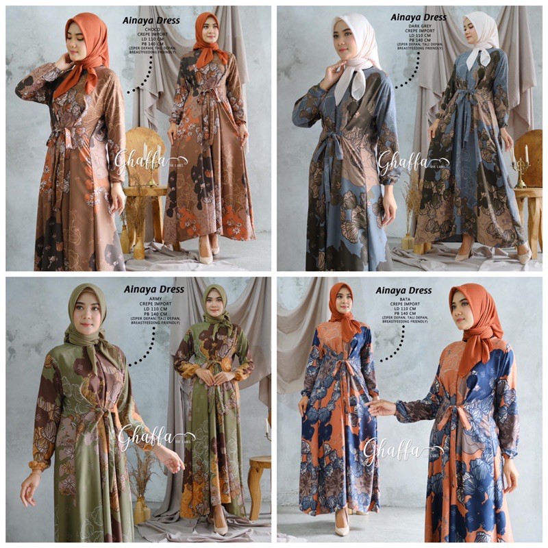 Dress Pattern abstrak hits kekinian (Ainaya)