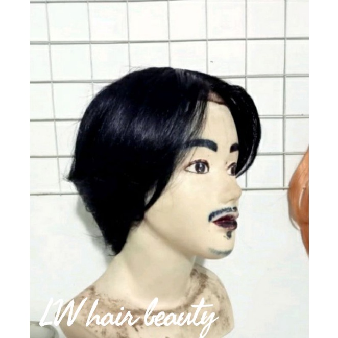 Wig Rambut Palsu Pria Pendek Belah Tengah Paten