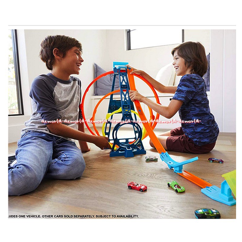 Hotwheels Track Builder Tripple Loop Conquer The Giant Mainan Mobil