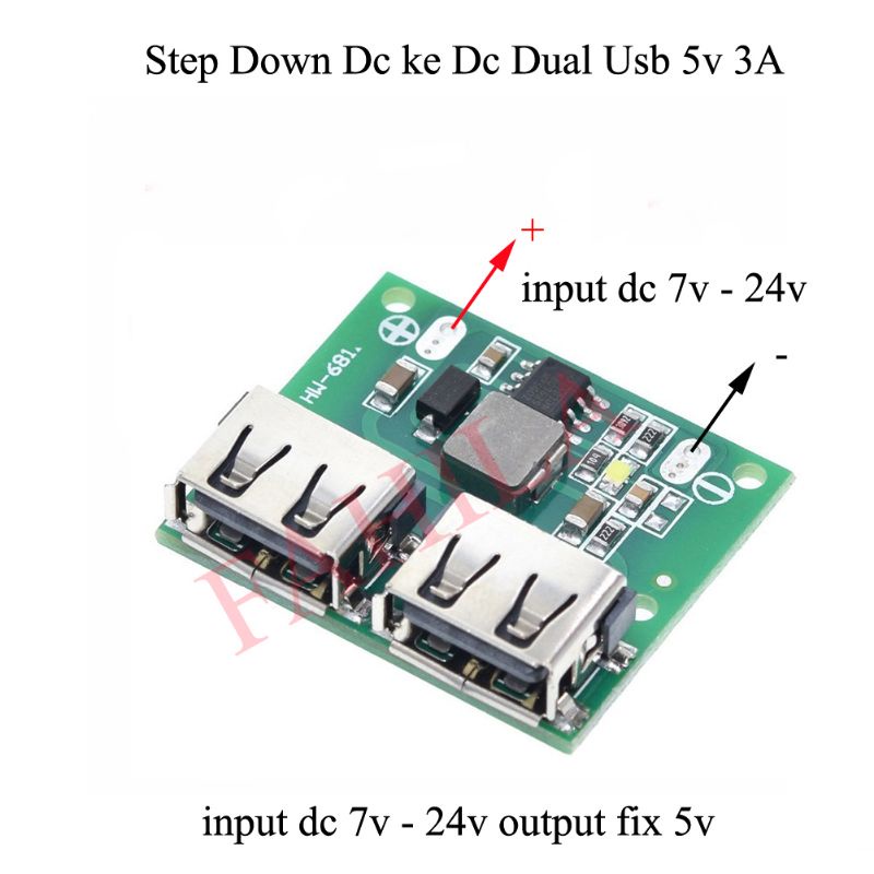 Step Down Dc Dual Usb 6v  9v 12v 24v ke 5v 3A Stepdown Usb Buck 3A