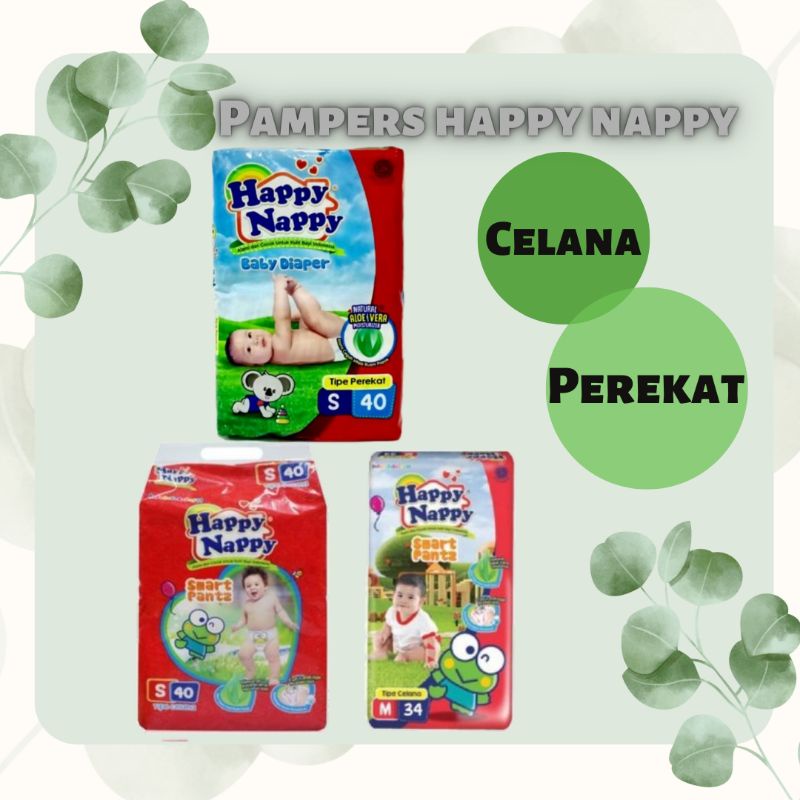 HAPPY NAPPY PEREKAT ATAU CELANA/ PAMPERS BAYI UK. S 40/ PAMPERS HAPPY NAPPY S (Popok bayi)