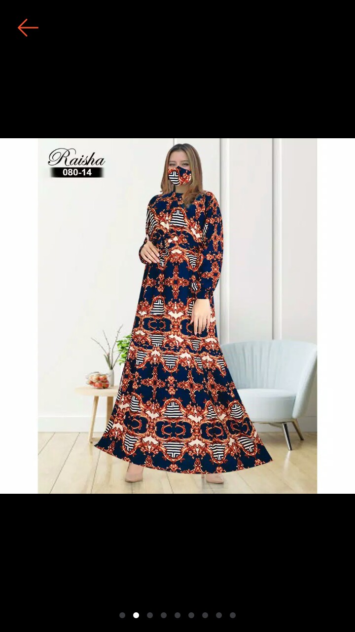 Home Dress Batik Gamis Raisha Motif Batik Bahan Rayon Viscose Premium