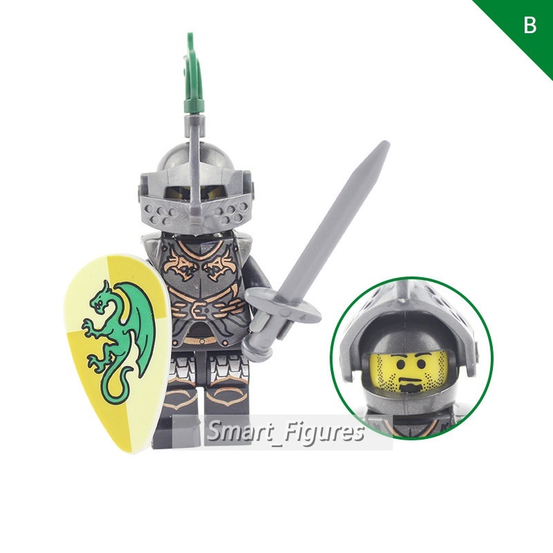 Mainan Action Figure Minifigures Model Kastil Tentara Naga Hijau AX9806