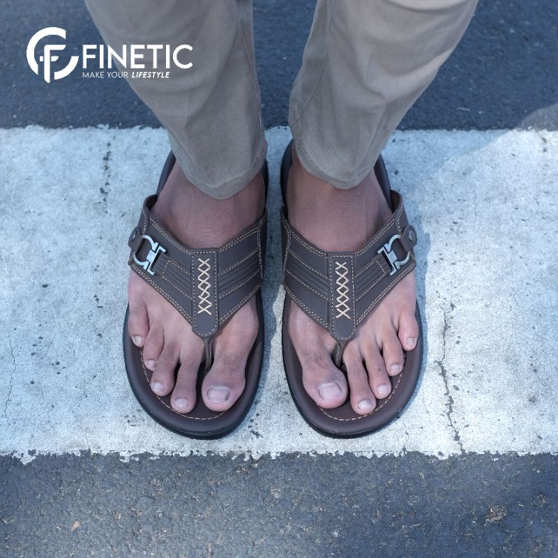 Beli 1 GRATIS 1 Sandal Kulit Finetic Z 09 sandal cowok sandal pria sandal kasual sandal balance sandal kulit