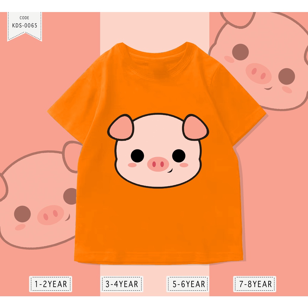 KAOS ANAK-ANAK COWOK / CEWEK UNISEX / PIG HEAD / BAHAN ADEM DAN LEMBUT