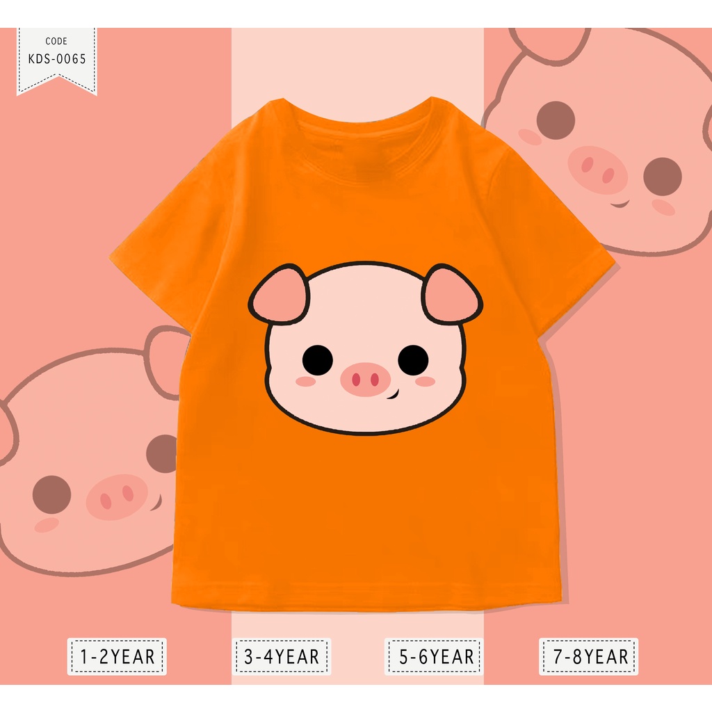 KAOS ANAK-ANAK COWOK / CEWEK UNISEX / PIG HEAD / BAHAN ADEM DAN LEMBUT