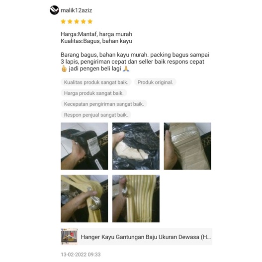 Hanger Kayu Dewasa Kapstok Gantungan Baju Murah Isi 5Pcs