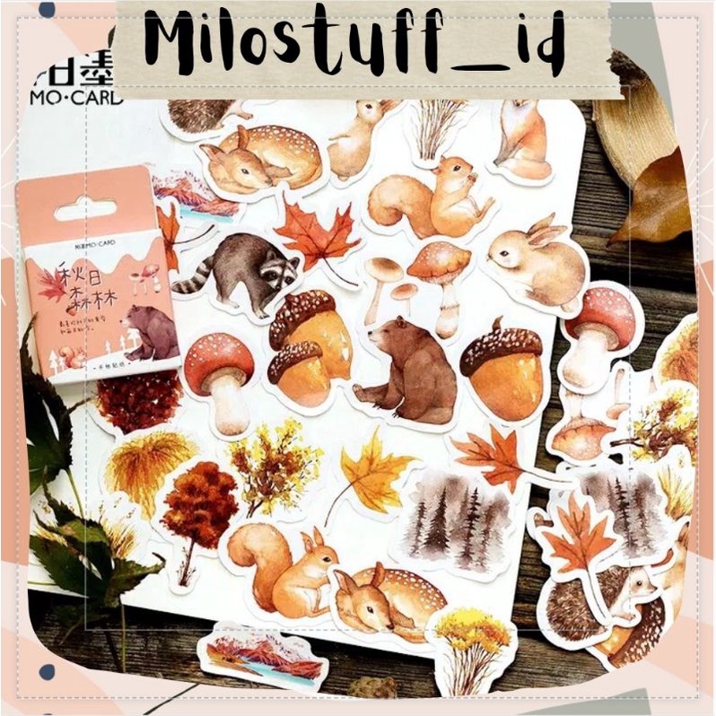 

[MILOSTUFF_ID] 46 Pcs Stiker Deco Dekorasi Motif Brown Forest Untuk Jurnal DIY Scrapbook--MS0270