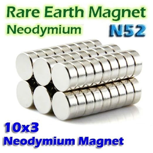 10x3mm Strong Magnet Neodymium Silinder N52 Coin silinder Magnet Kuat Mengkilap