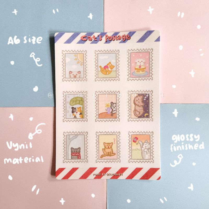 

Cat's Postage Sticker jurnal/tumblr/hp/scrapbook/dekorasi/aesthetic